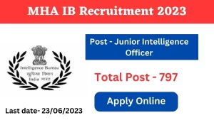 MHA Intelligence Bureau IB Recruitment 2023